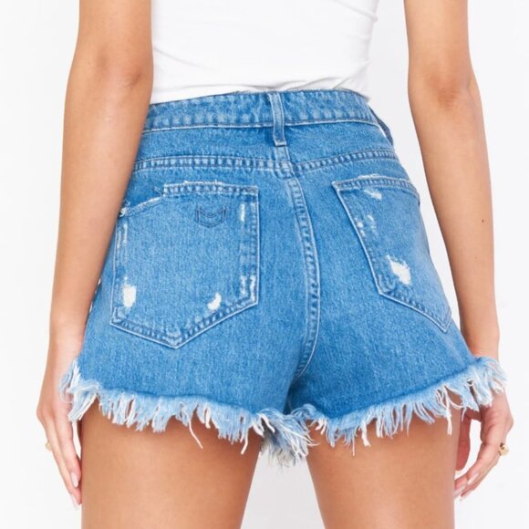 NWOT Show Me Your Mumu Houston High Waisted Denim Shorts in Tide Size 28 - Picture 2 of 8